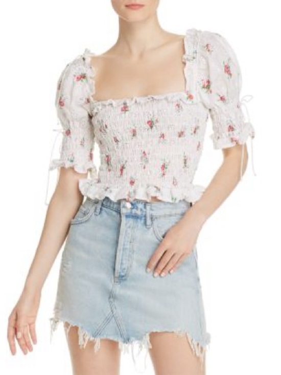 For Love And Lemons Tops - For Love & Lemons Tarte Eyelet Smocked Blouse